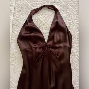LAUNDRY BY DESIGN CHOCOLATE BROWN HALTER DRESS SIZE 2